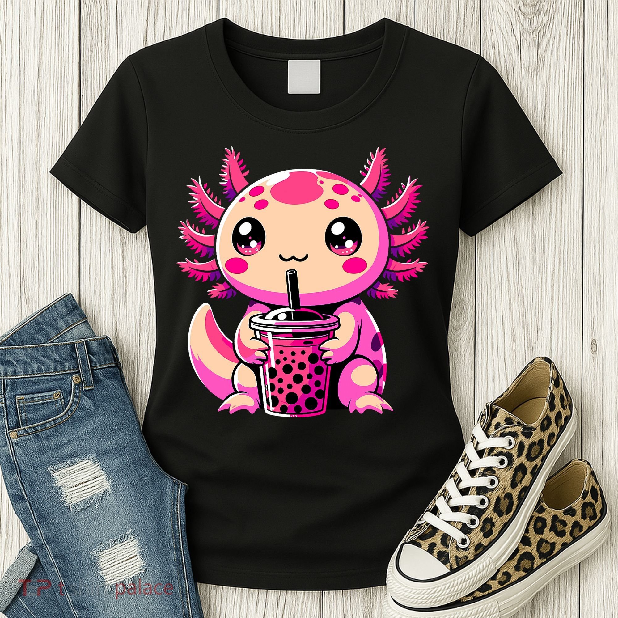 Axolotl Tea Bubble Tea Anime Kawaii Axolotl Women's T-Shirt