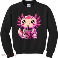 Axolotl Tea Bubble Tea Anime Kawaii Axolotl Kids Sweatshirt thumb 0
