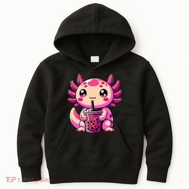 Axolotl Tea Bubble Tea Anime Kawaii Axolotl Kids Hoodie