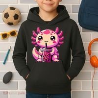 Axolotl Tea Bubble Tea Anime Kawaii Axolotl Kids Hoodie thumb 2