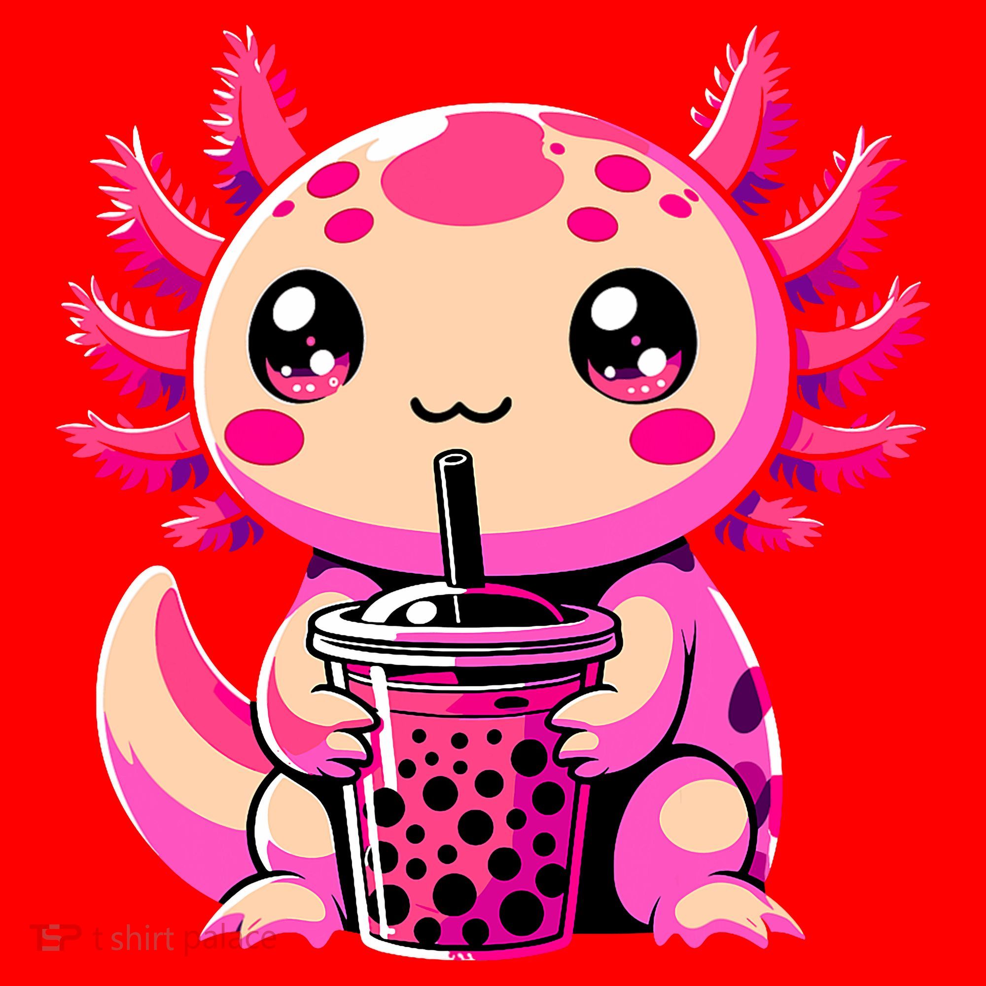 Axolotl Tea Bubble Tea Anime Kawaii Axolotl Santa Hat