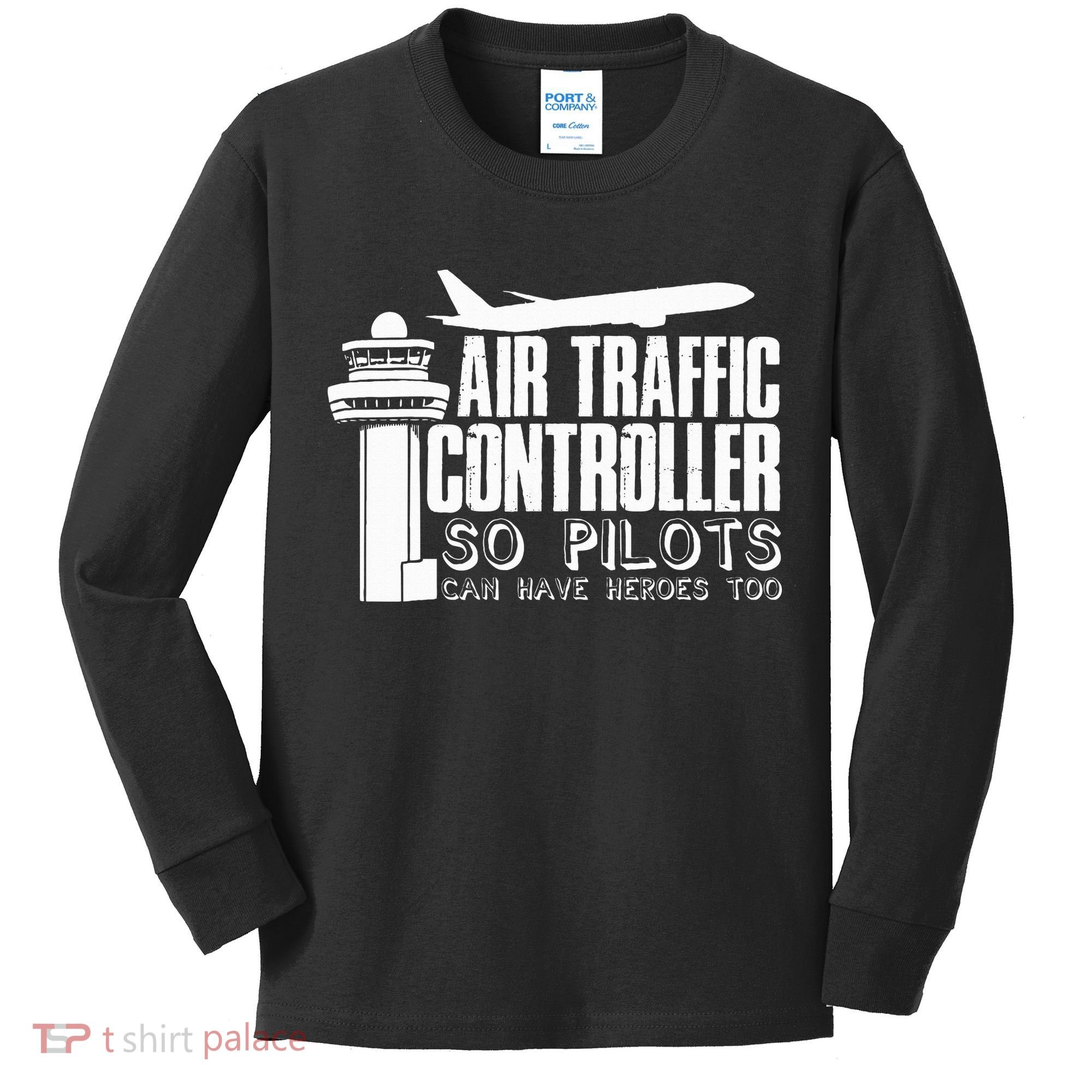 Air Traffic Controller Joke Pilot Saying Flight Control Kids Long Sleeve Shirt