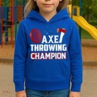 Axe Throwing Champion Sawdust Woodworker Carpenter Gift Kids Hoodie thumb 3