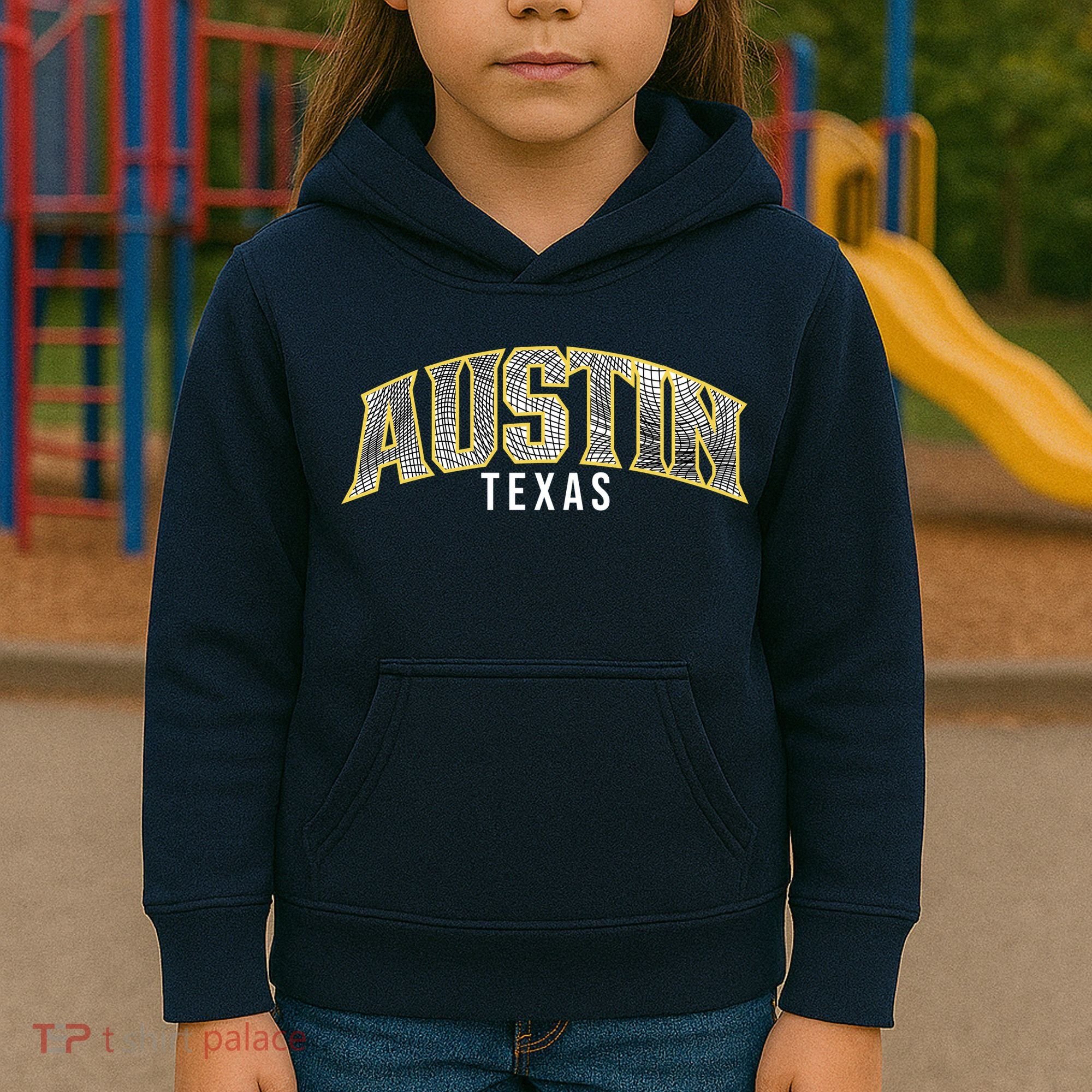 Austin Texas College Font Kids Hoodie