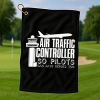 Air Traffic Controller Joke Pilot Saying Flight Control Golf Towel thumb 1
