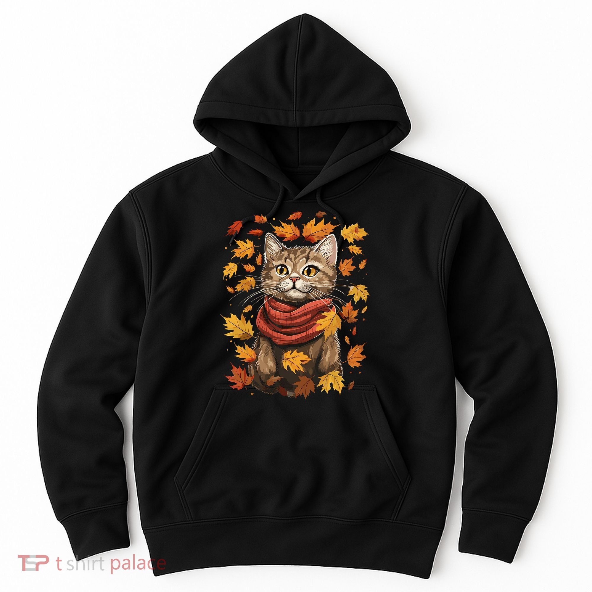 Autumn Themed Cute Cat Fall Breeze Kitten Cat Lover Hoodie