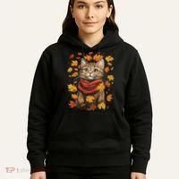 Autumn Themed Cute Cat Fall Breeze Kitten Cat Lover Hoodie thumb 5