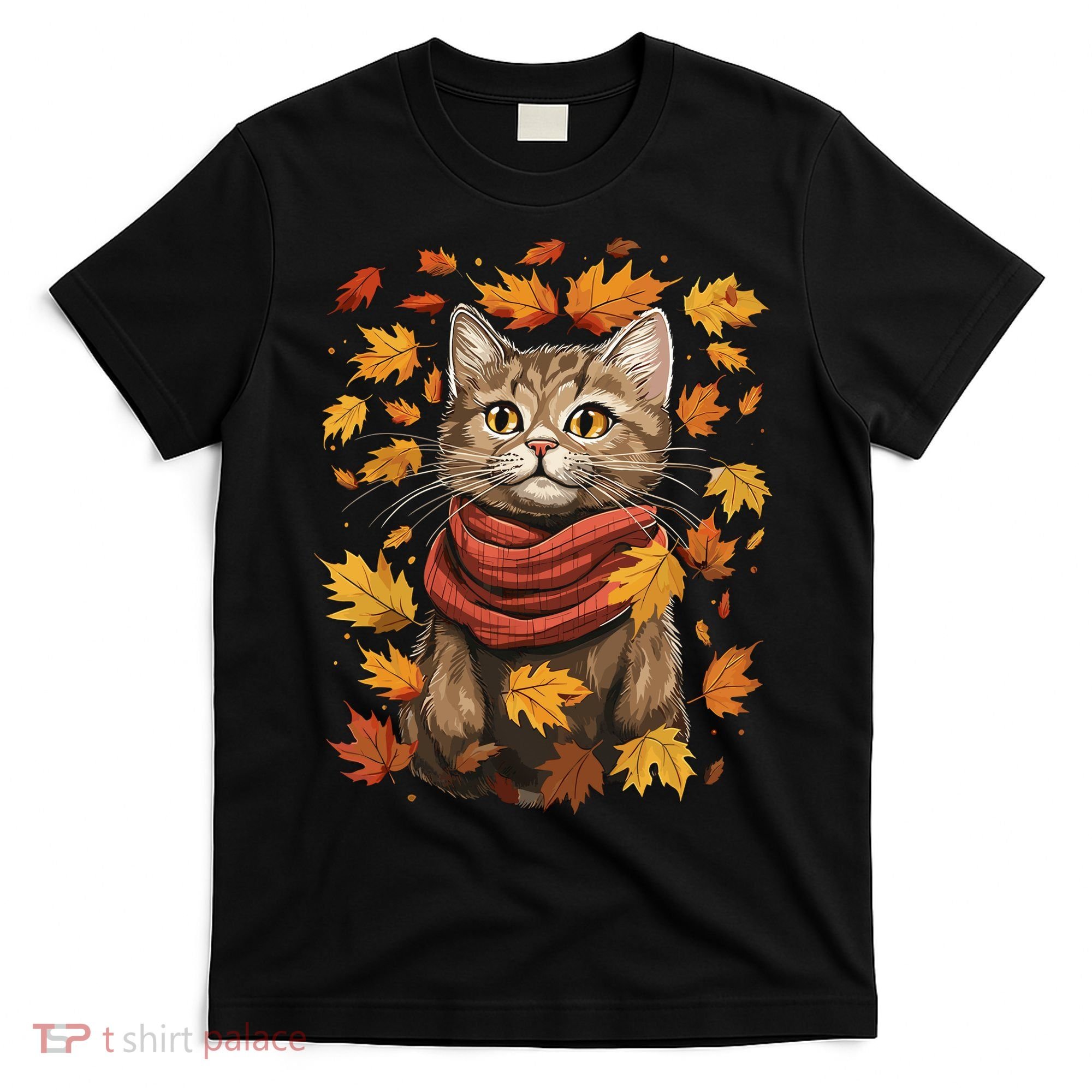 Autumn Themed Cute Cat Fall Breeze Kitten Cat Lover T-Shirt