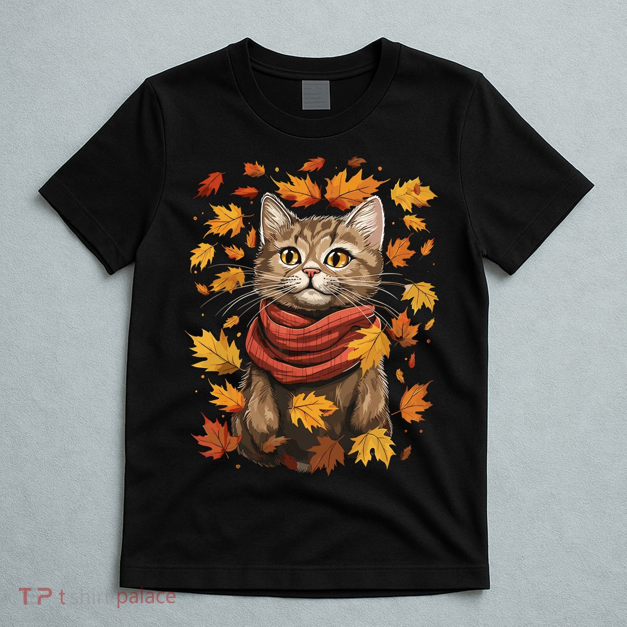 Autumn Themed Cute Cat Fall Breeze Kitten Cat Lover T-Shirt
