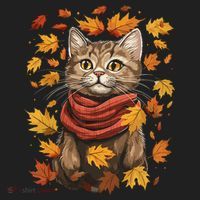Autumn Themed Cute Cat Fall Breeze Kitten Cat Lover Beanie thumb 2