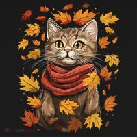 Autumn Themed Cute Cat Fall Breeze Kitten Cat Lover Women's Hoodie thumb 2