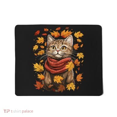 Autumn Themed Cute Cat Fall Breeze Kitten Cat Lover Mousepad