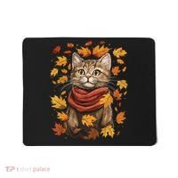 Autumn Themed Cute Cat Fall Breeze Kitten Cat Lover Mousepad thumb 0