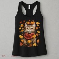 Autumn Themed Cute Cat Fall Breeze Kitten Cat Lover Women's Tank Top thumb 3