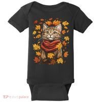 Autumn Themed Cute Cat Fall Breeze Kitten Cat Lover Baby Bodysuit thumb 0