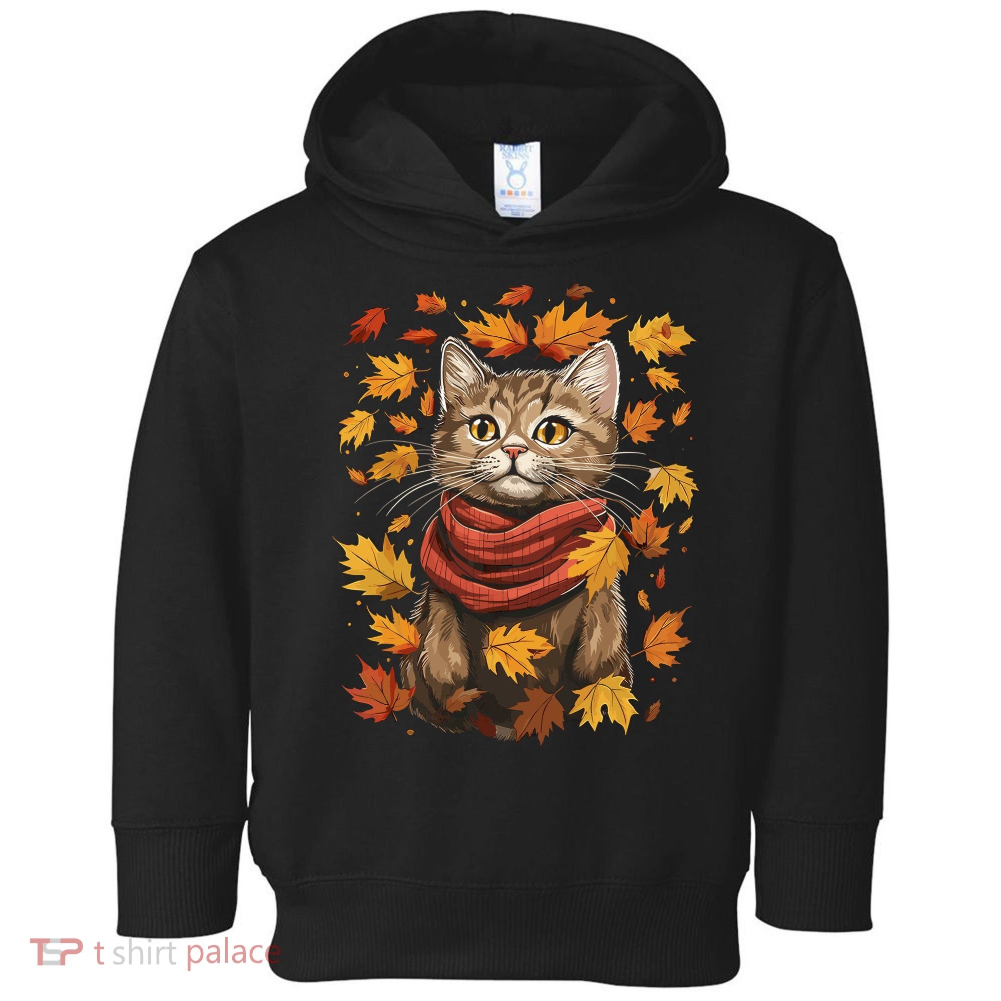 Autumn Themed Cute Cat Fall Breeze Kitten Cat Lover Toddler Hoodie