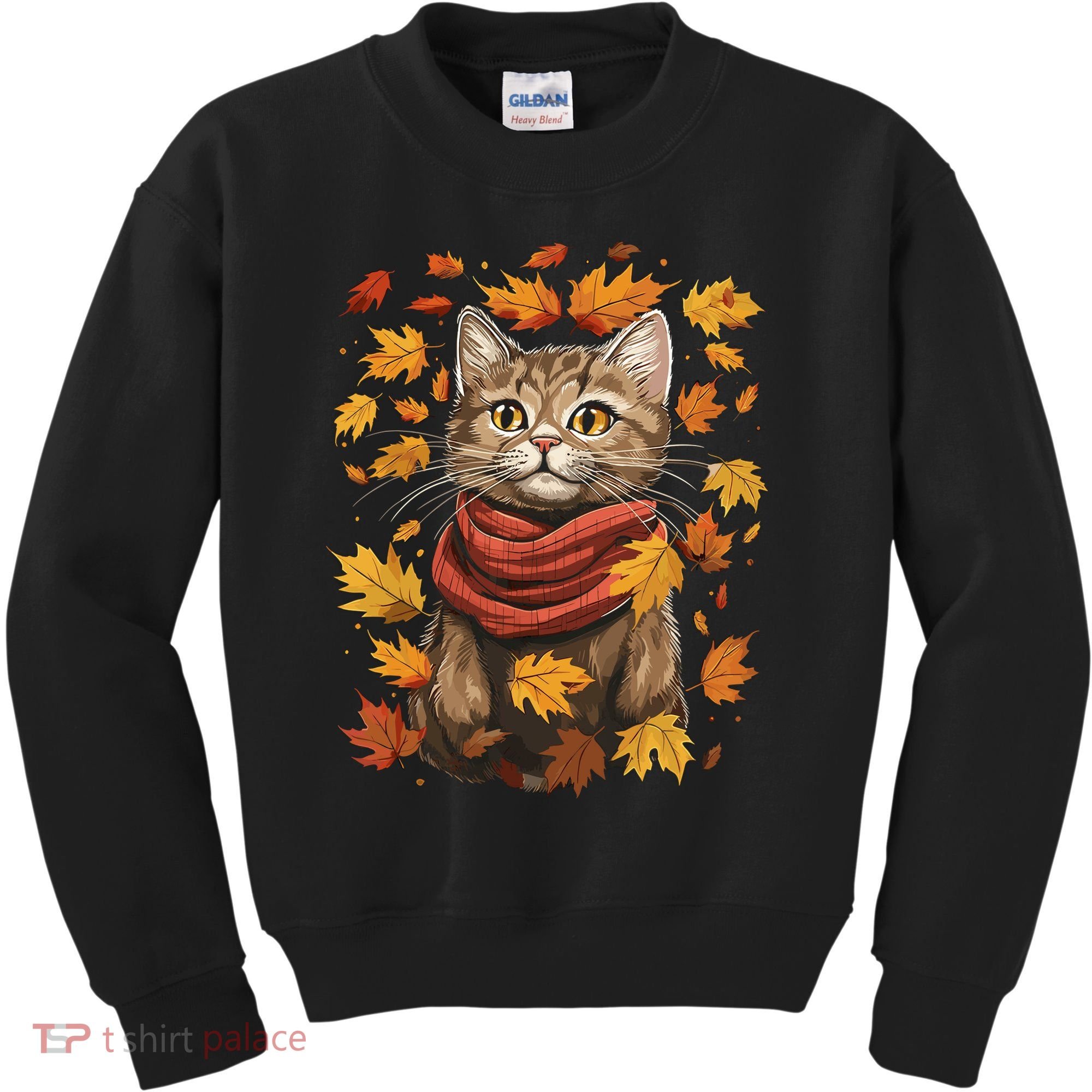 Autumn Themed Cute Cat Fall Breeze Kitten Cat Lover Kids Sweatshirt