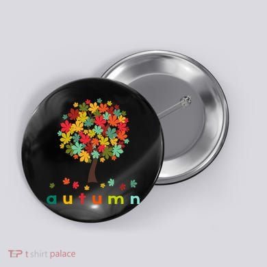 Autumn Tree Colorful Festive Button