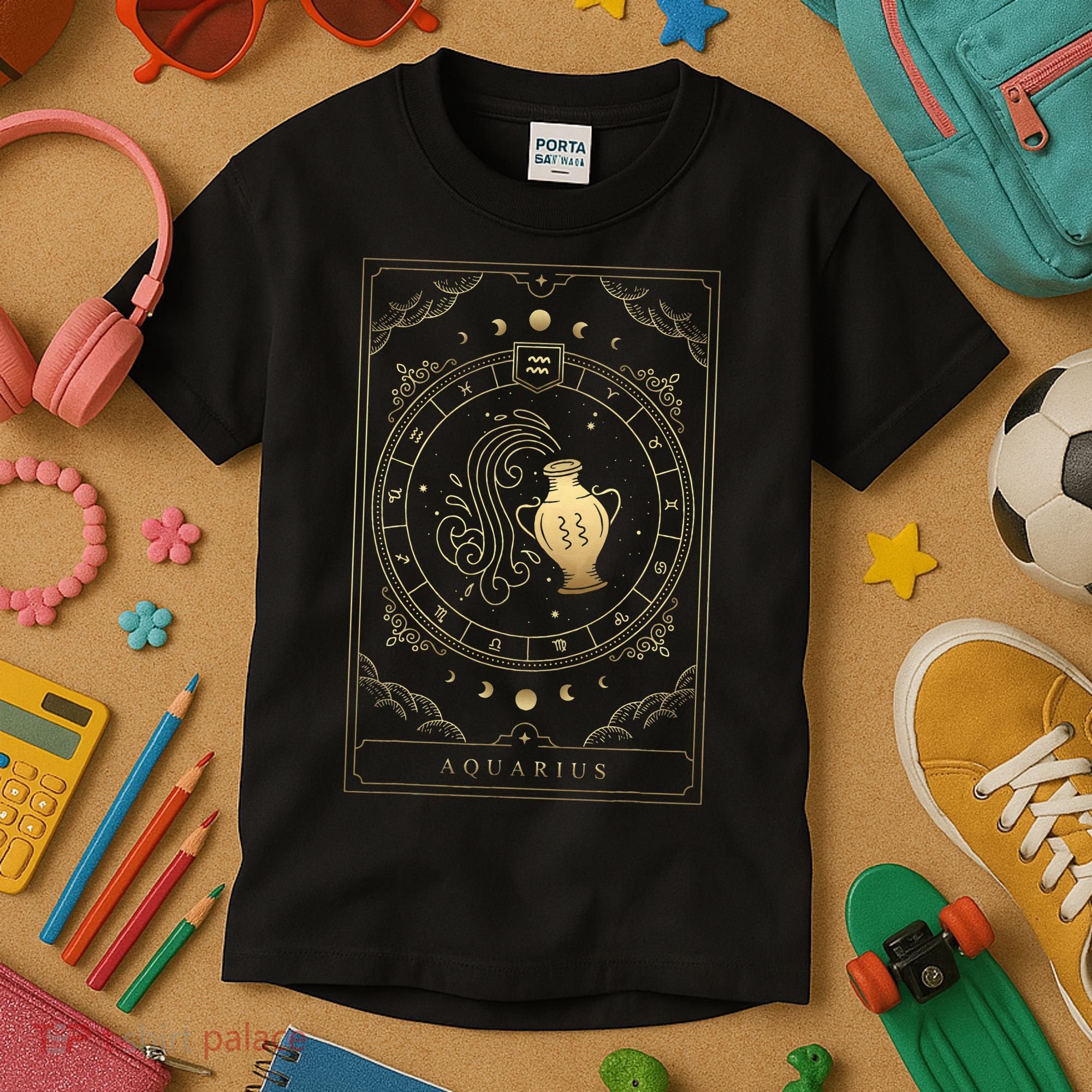 Aquarius Tarot Card Zodiac Kids T-Shirt