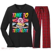 Axolotl Test Day Teacher Time To Testalotl Testing Day Women  Women's Long Sleeve Flannel Pajama Set  thumb 0
