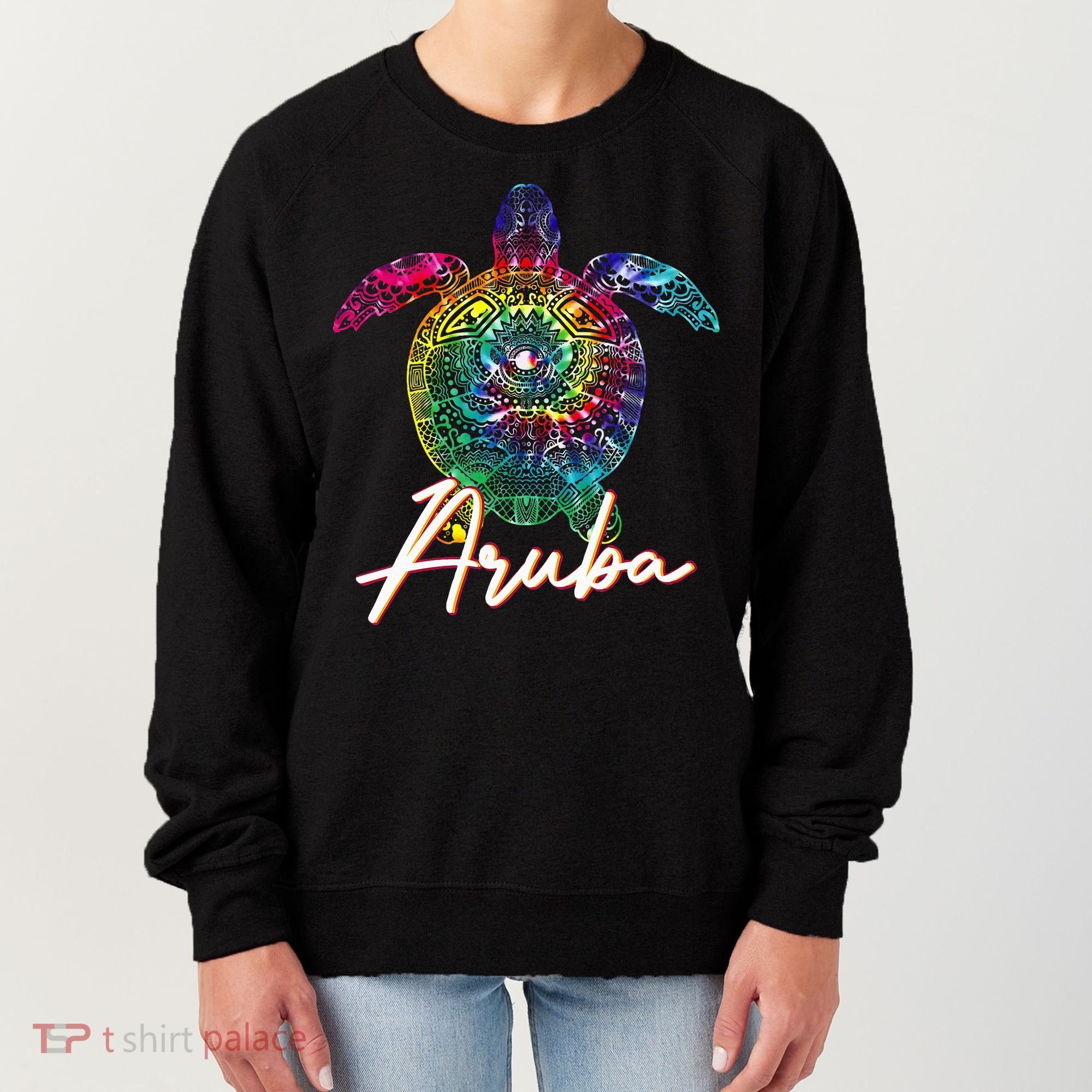 Aruba Tie Dye Sea Turtle Matching Family Vacation Women's Sweatshirt
