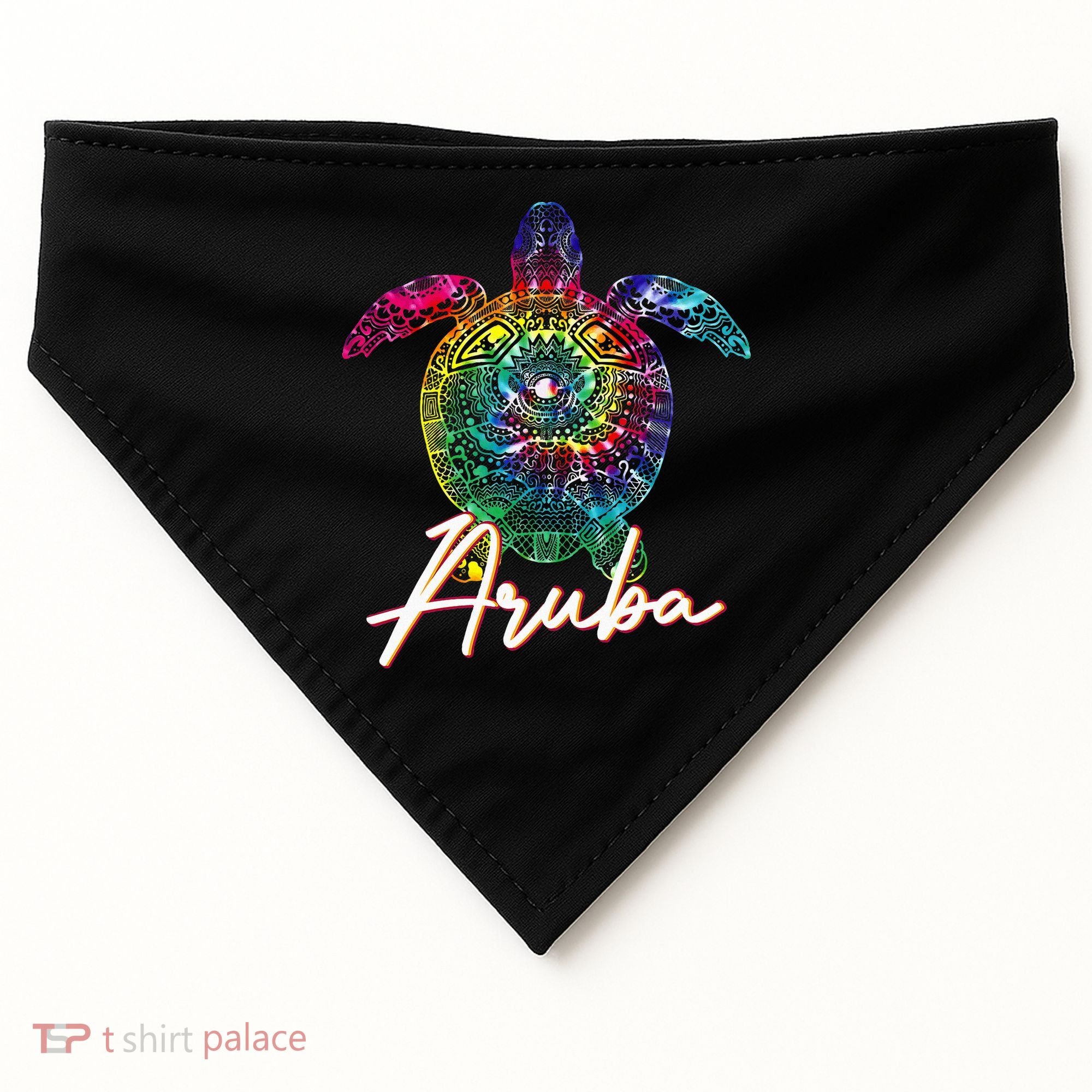 Aruba Tie Dye Sea Turtle Matching Family Vacation USA-Made Doggie Bandana