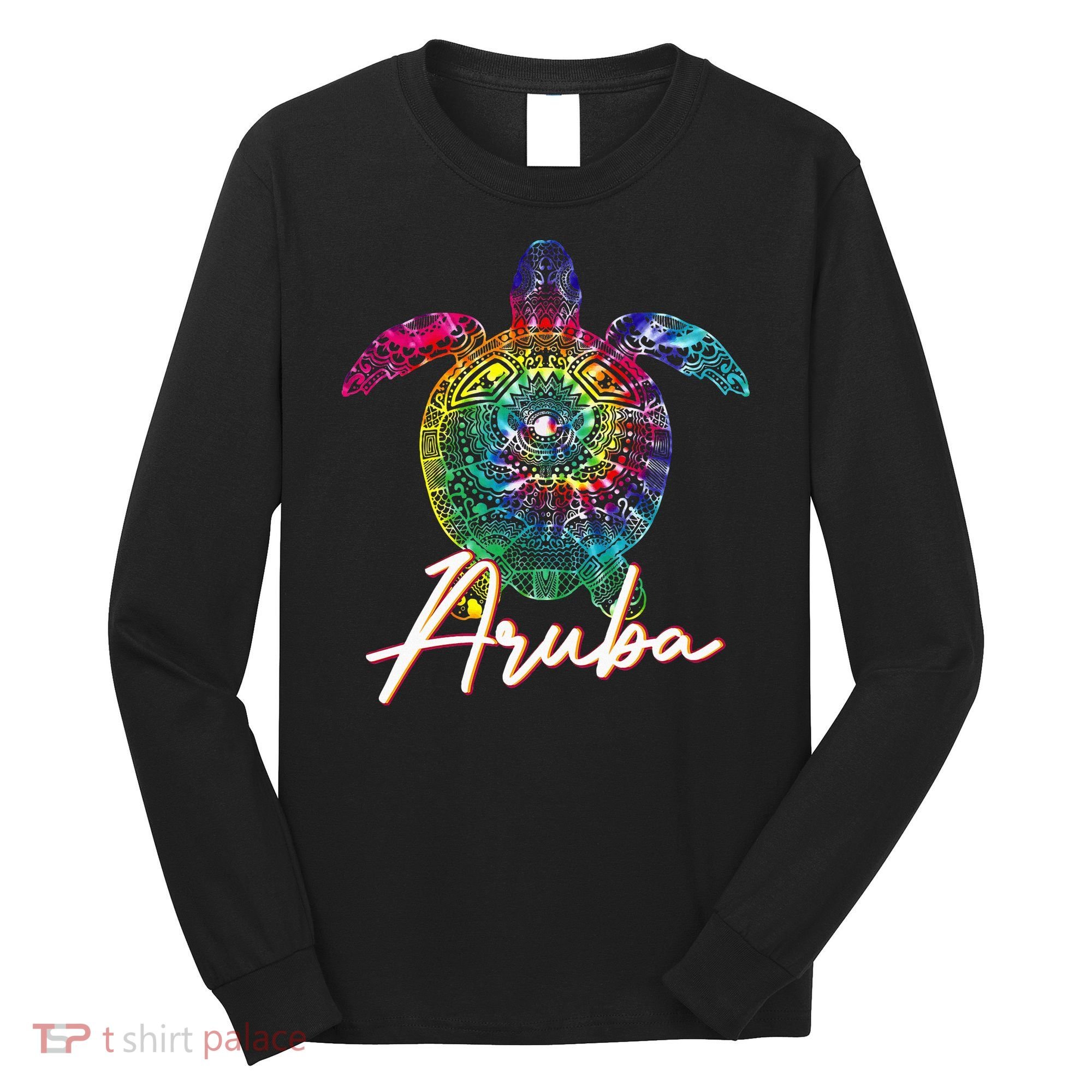 Aruba Tie Dye Sea Turtle Matching Family Vacation Long Sleeve Shirt