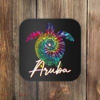 Aruba Tie Dye Sea Turtle Matching Family Vacation Coaster thumb 0