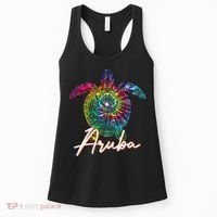 Aruba Tie Dye Sea Turtle Matching Family Vacation Women's Tank Top thumb 0