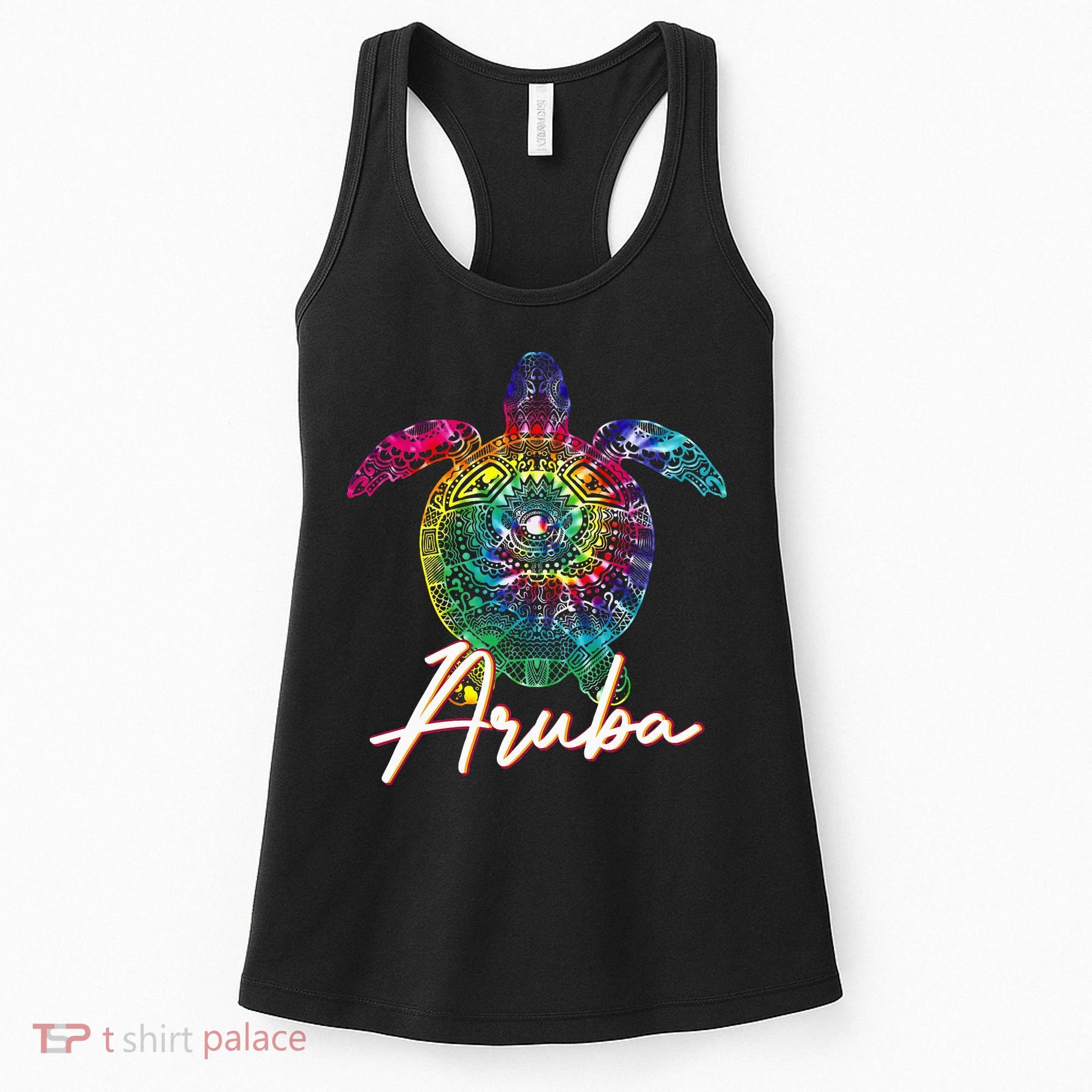 Aruba Tie Dye Sea Turtle Matching Family Vacation Women's Tank Top