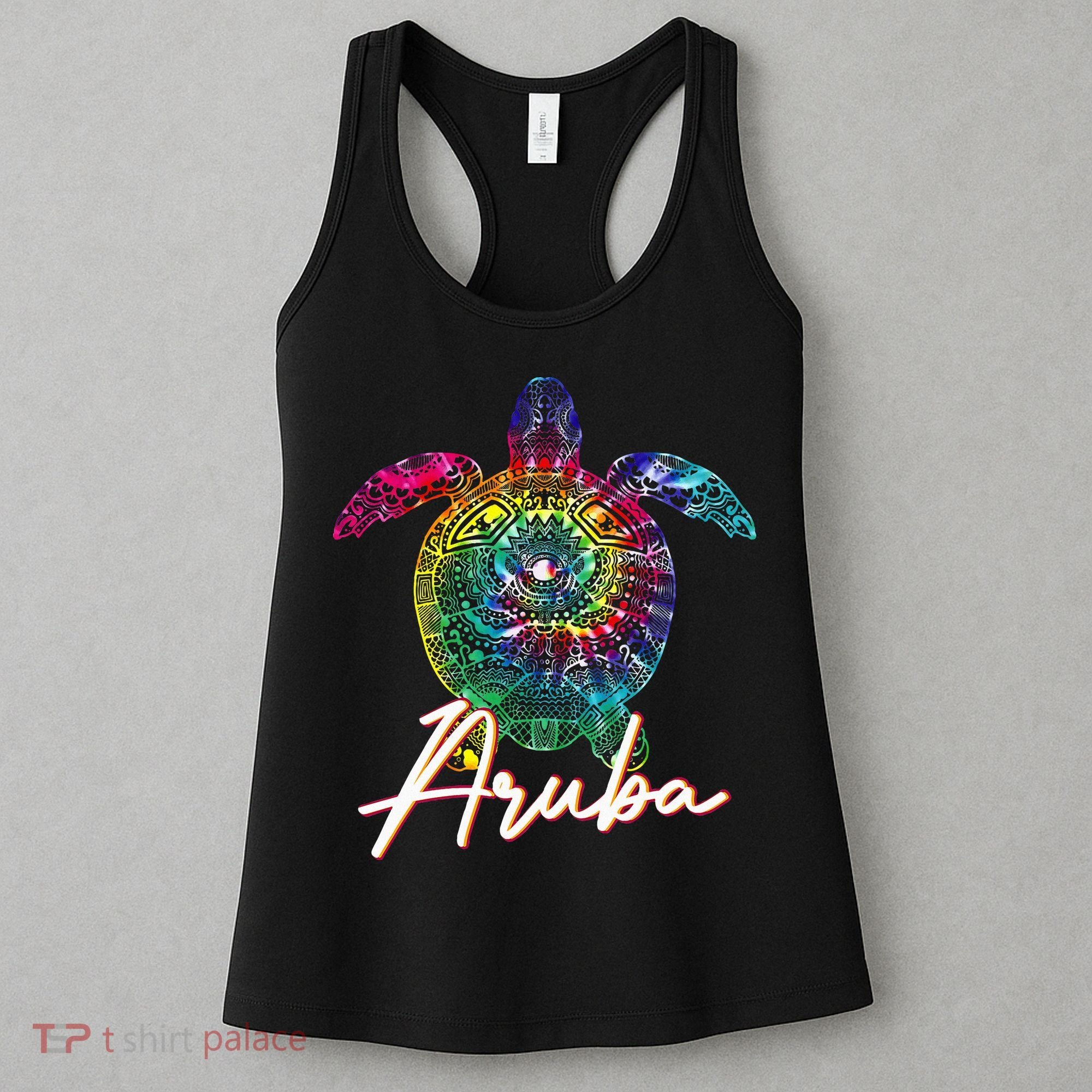Aruba Tie Dye Sea Turtle Matching Family Vacation Women's Tank Top