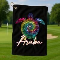 Aruba Tie Dye Sea Turtle Matching Family Vacation Golf Towel thumb 1
