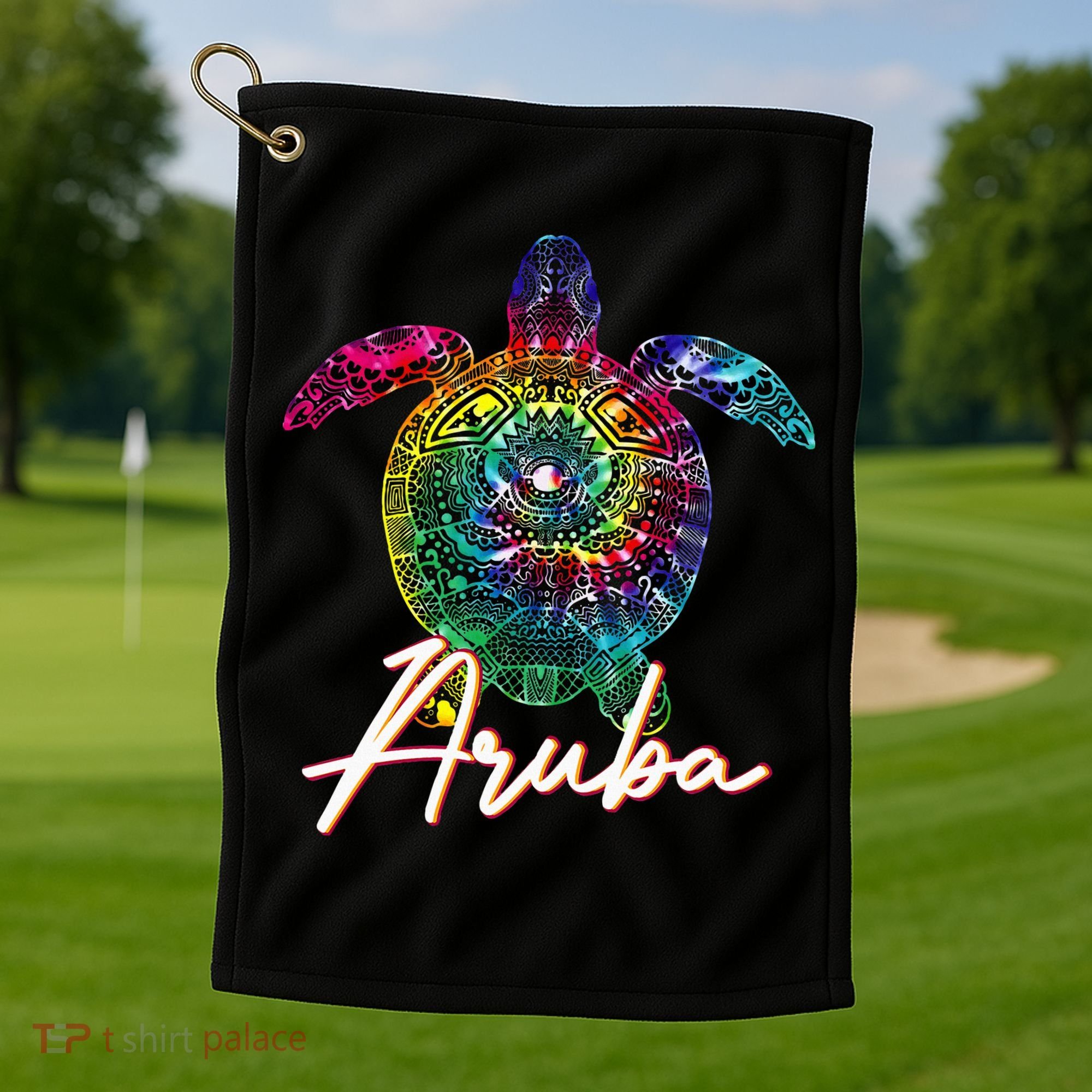 Aruba Tie Dye Sea Turtle Matching Family Vacation Golf Towel