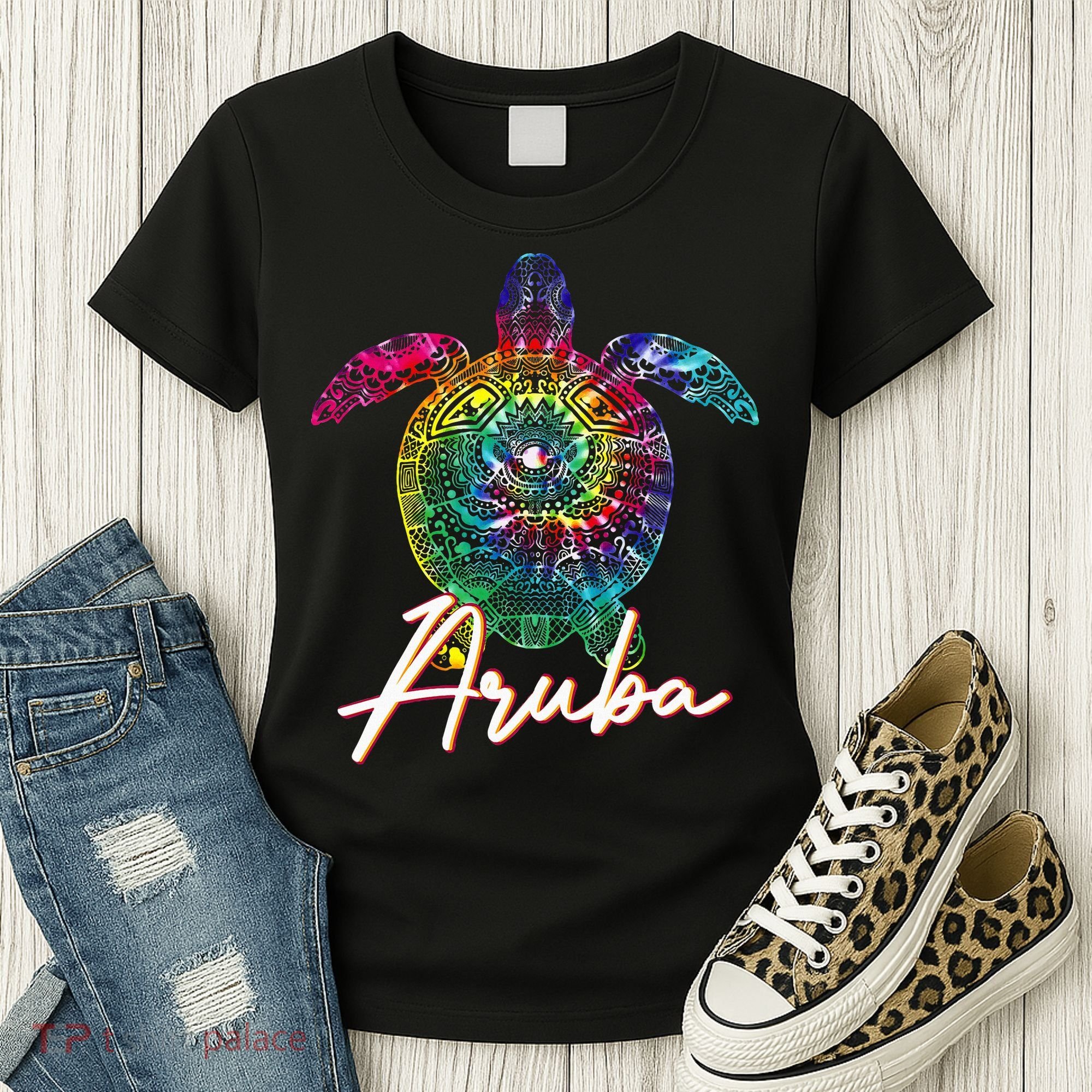 Aruba Tie Dye Sea Turtle Matching Family Vacation Women's T-Shirt
