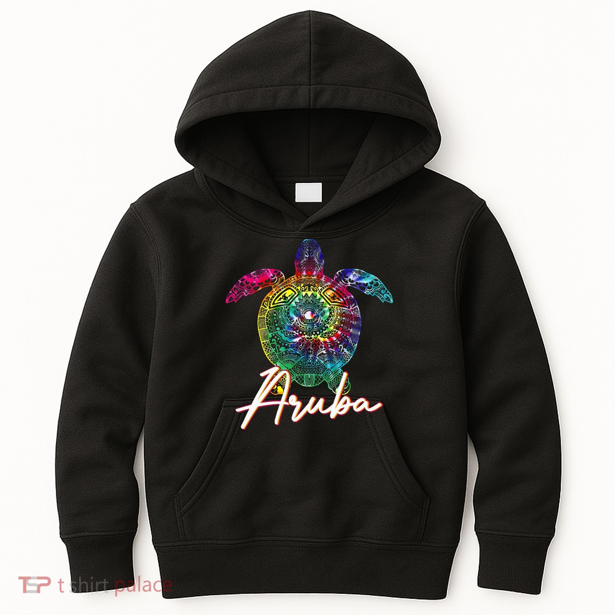 Aruba Tie Dye Sea Turtle Matching Family Vacation Kids Hoodie