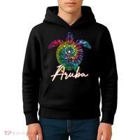 Aruba Tie Dye Sea Turtle Matching Family Vacation Kids Hoodie thumb 4