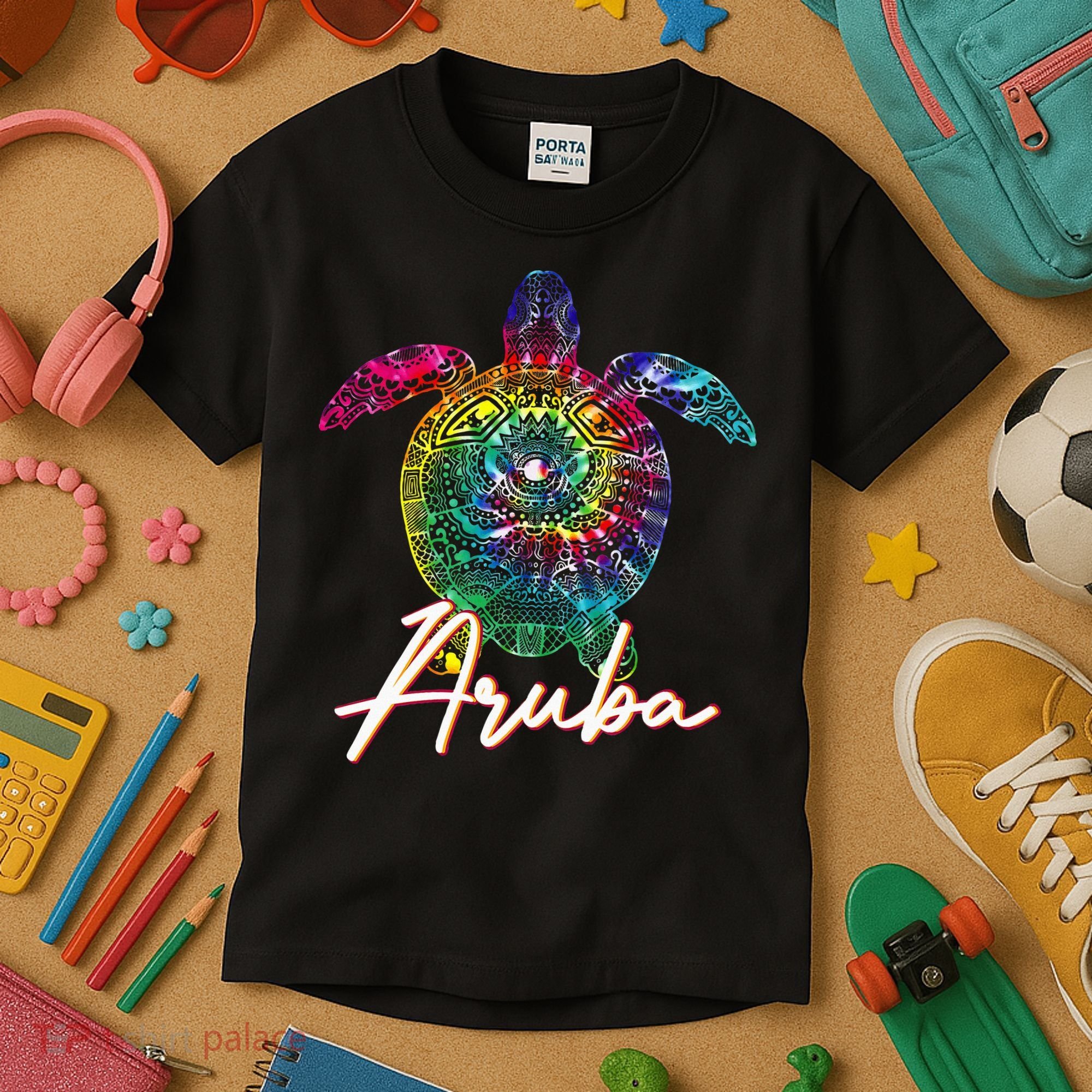 Aruba Tie Dye Sea Turtle Matching Family Vacation Kids T-Shirt