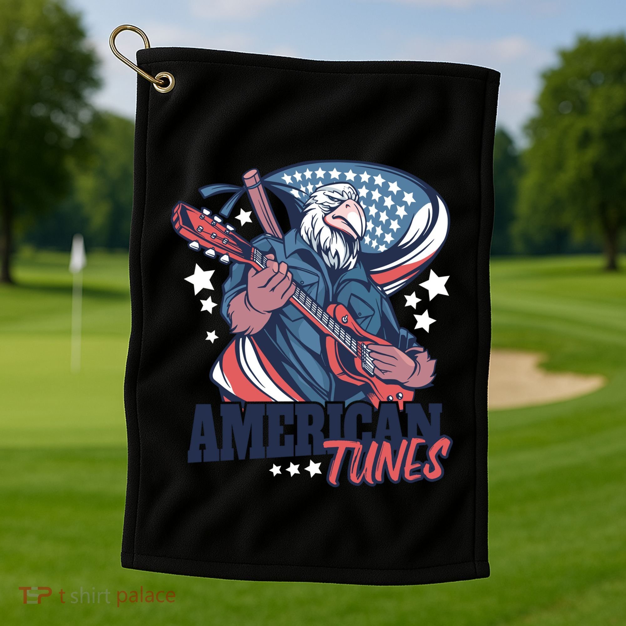 American Tunes Eagle Guitar Golf Towel