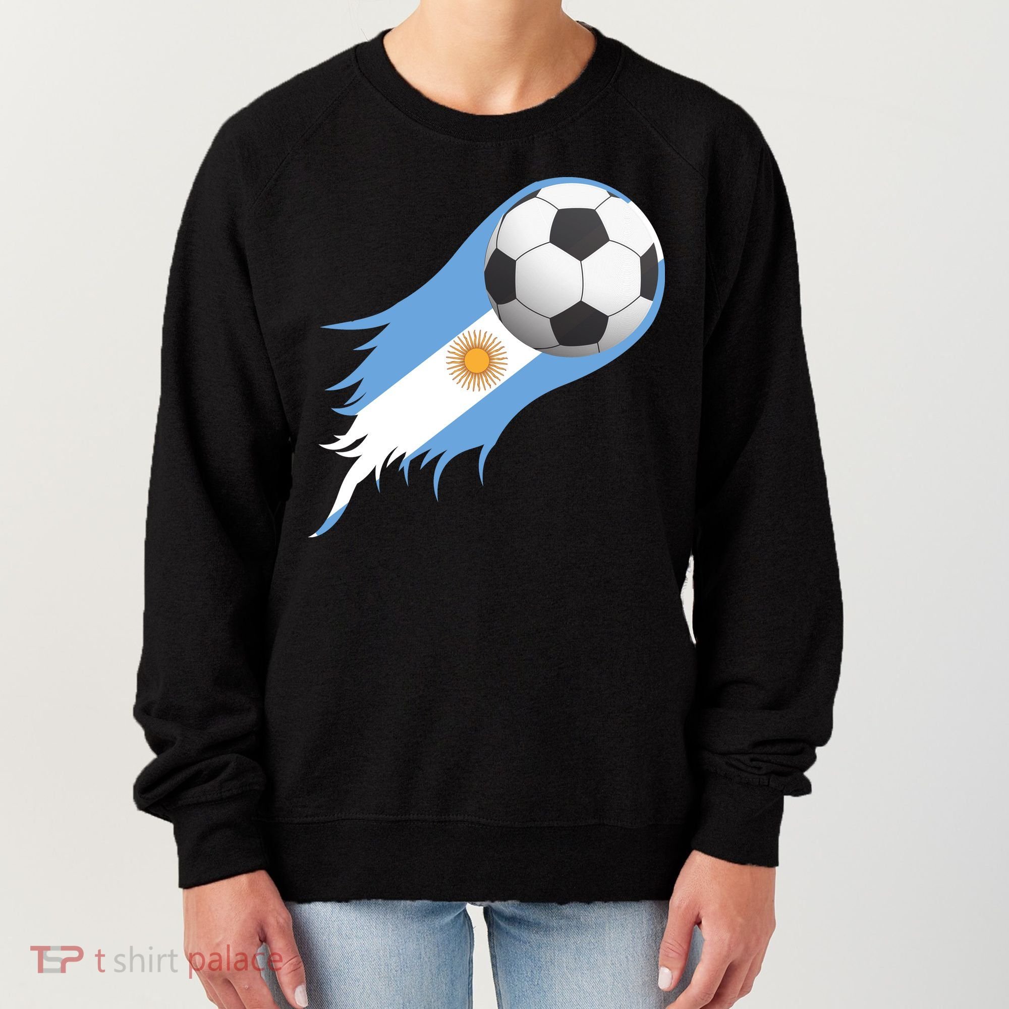 Argentina Team Flag Soccer Ball Women's Sweatshirt
