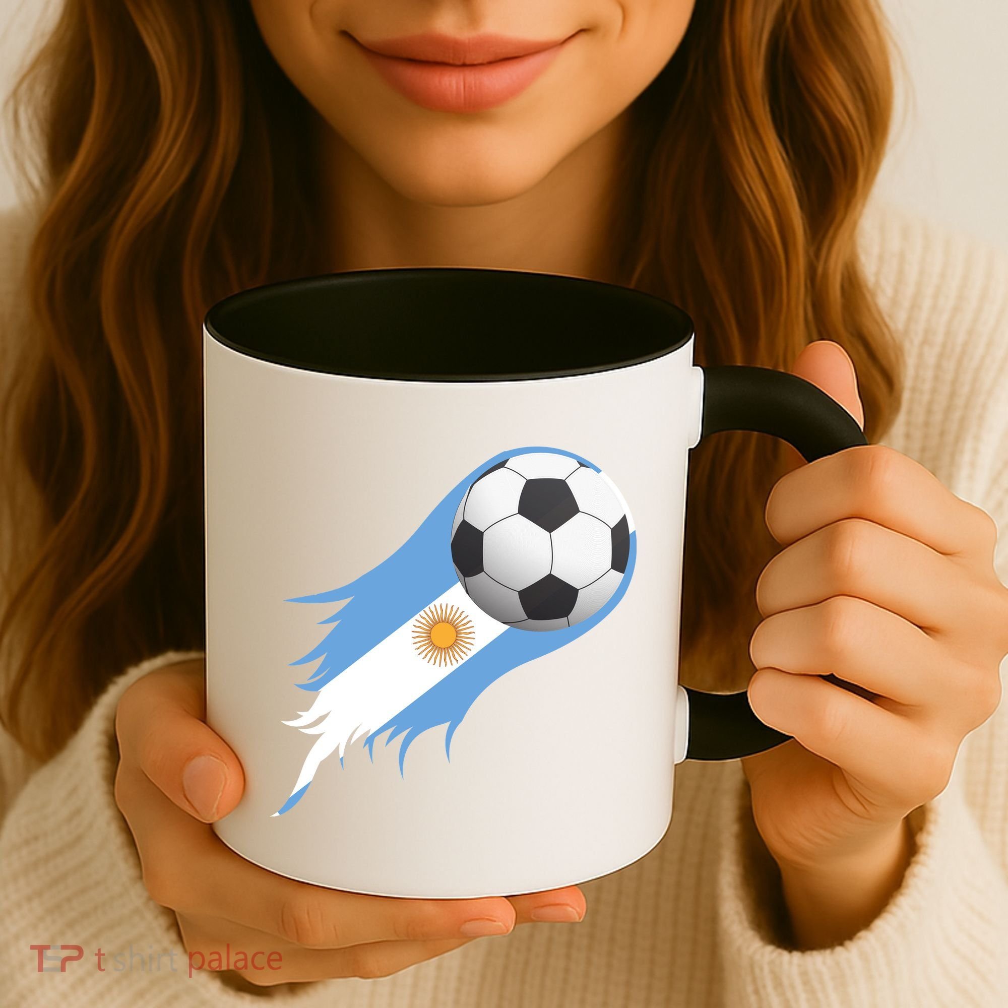 Argentina Team Flag Soccer Ball Coffee Mug