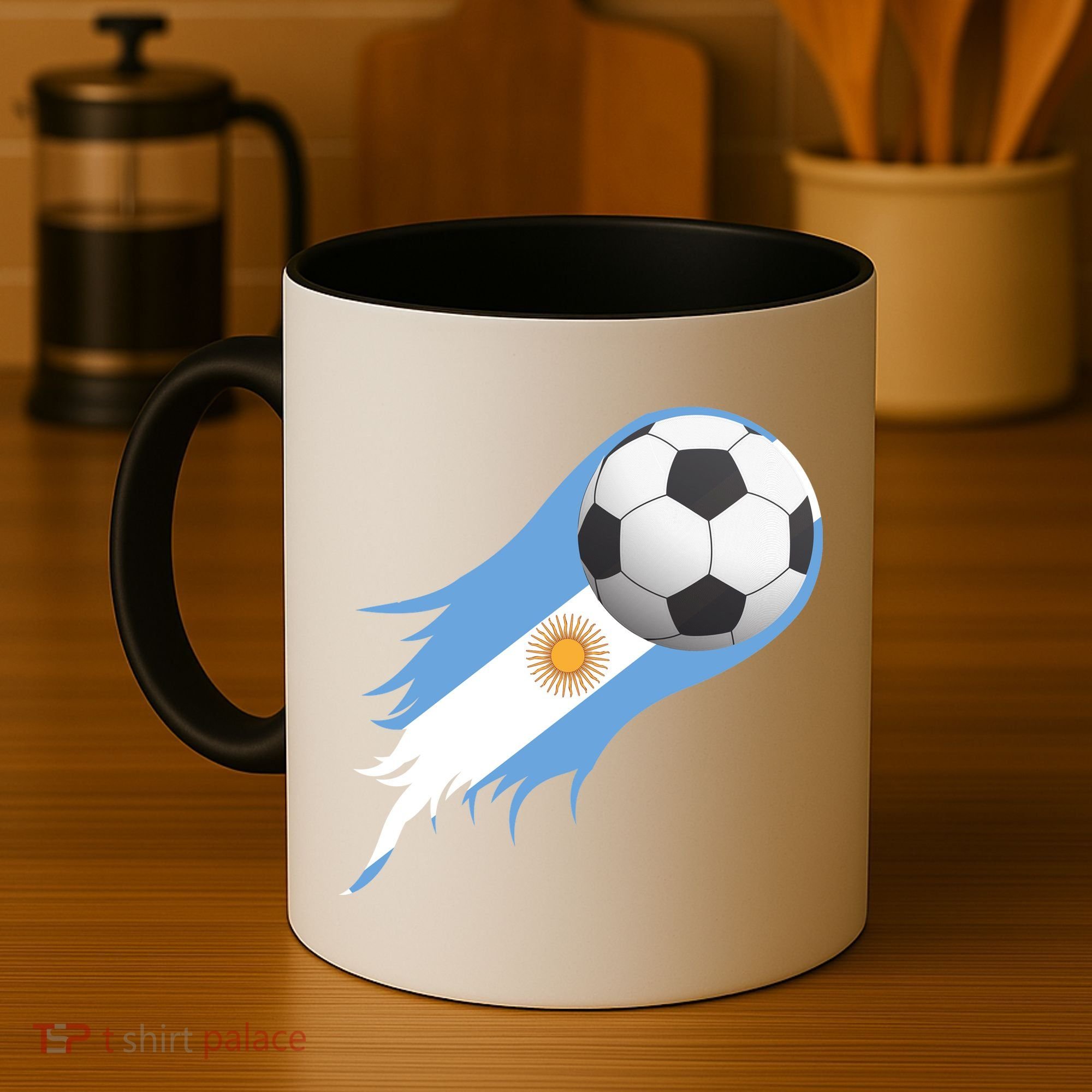 Argentina Team Flag Soccer Ball Coffee Mug