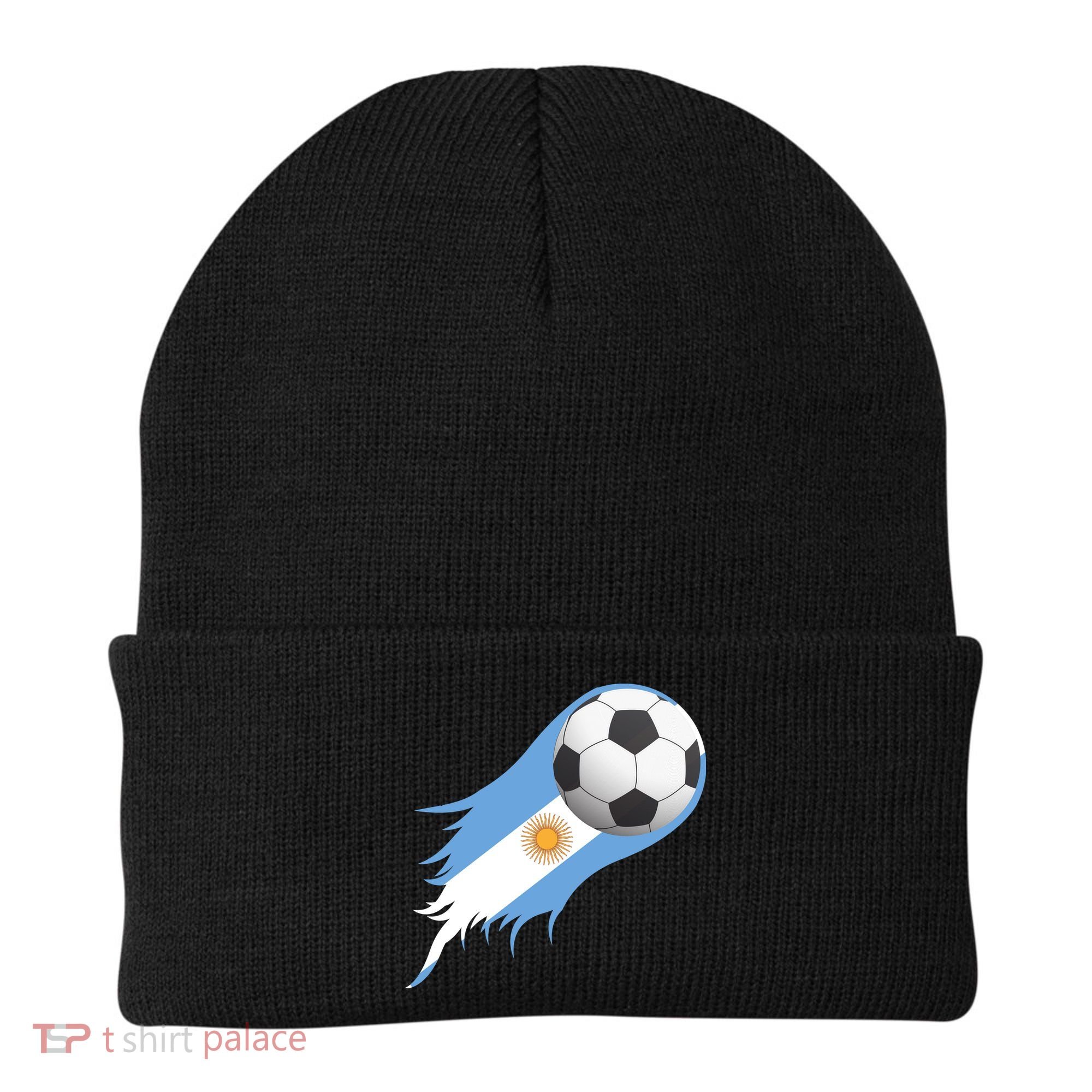 Argentina Team Flag Soccer Ball Beanie