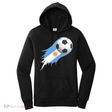 Argentina Team Flag Soccer Ball Women's Hoodie
