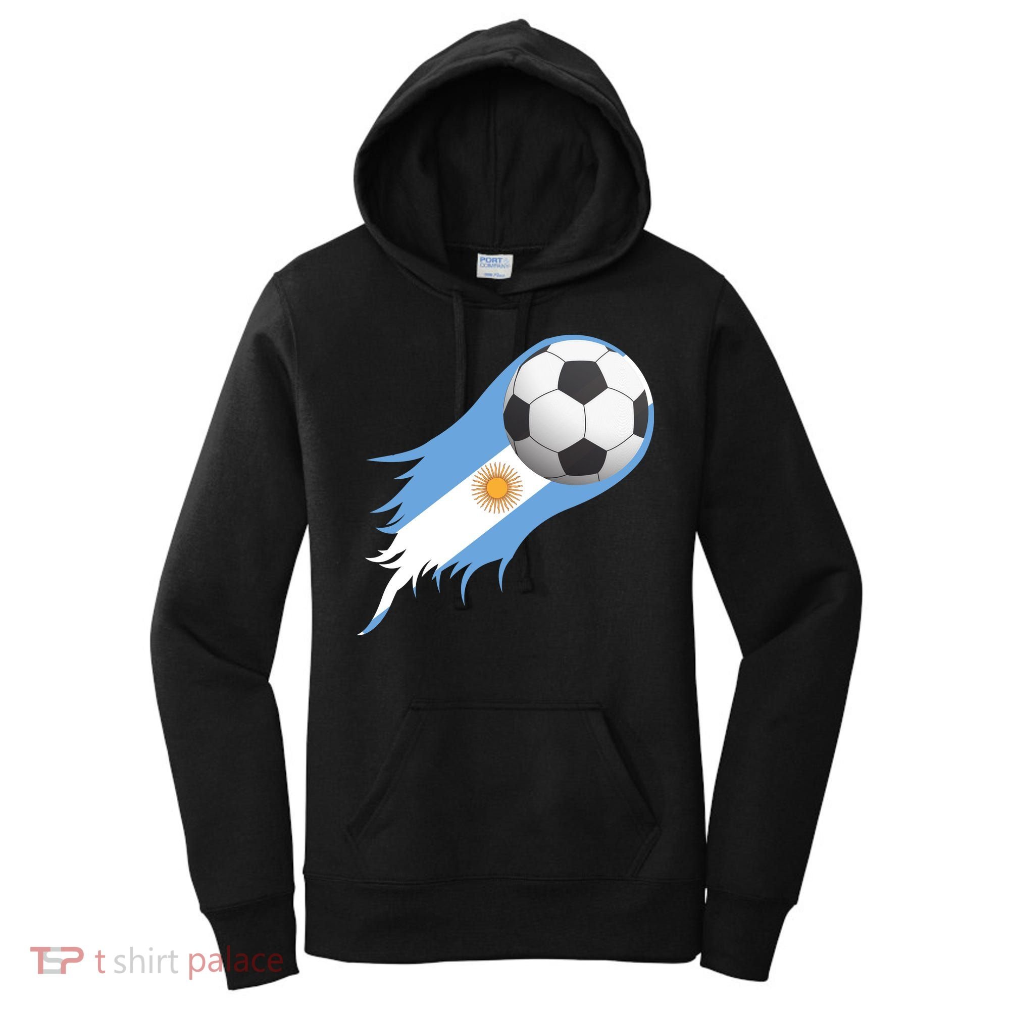 Argentina Team Flag Soccer Ball Women's Hoodie
