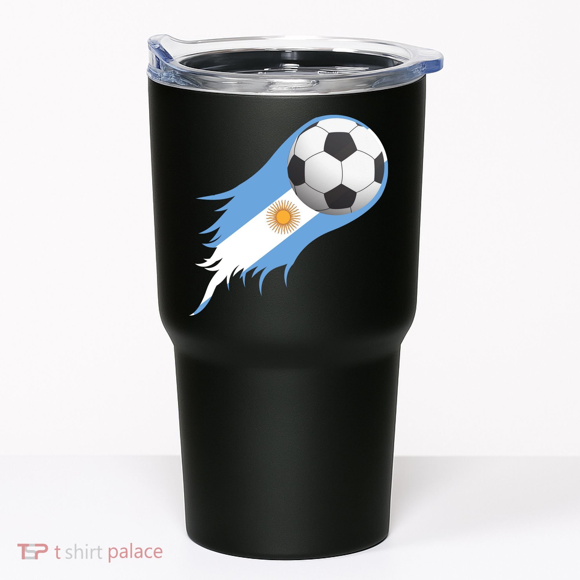 Argentina Team Flag Soccer Ball Tumbler