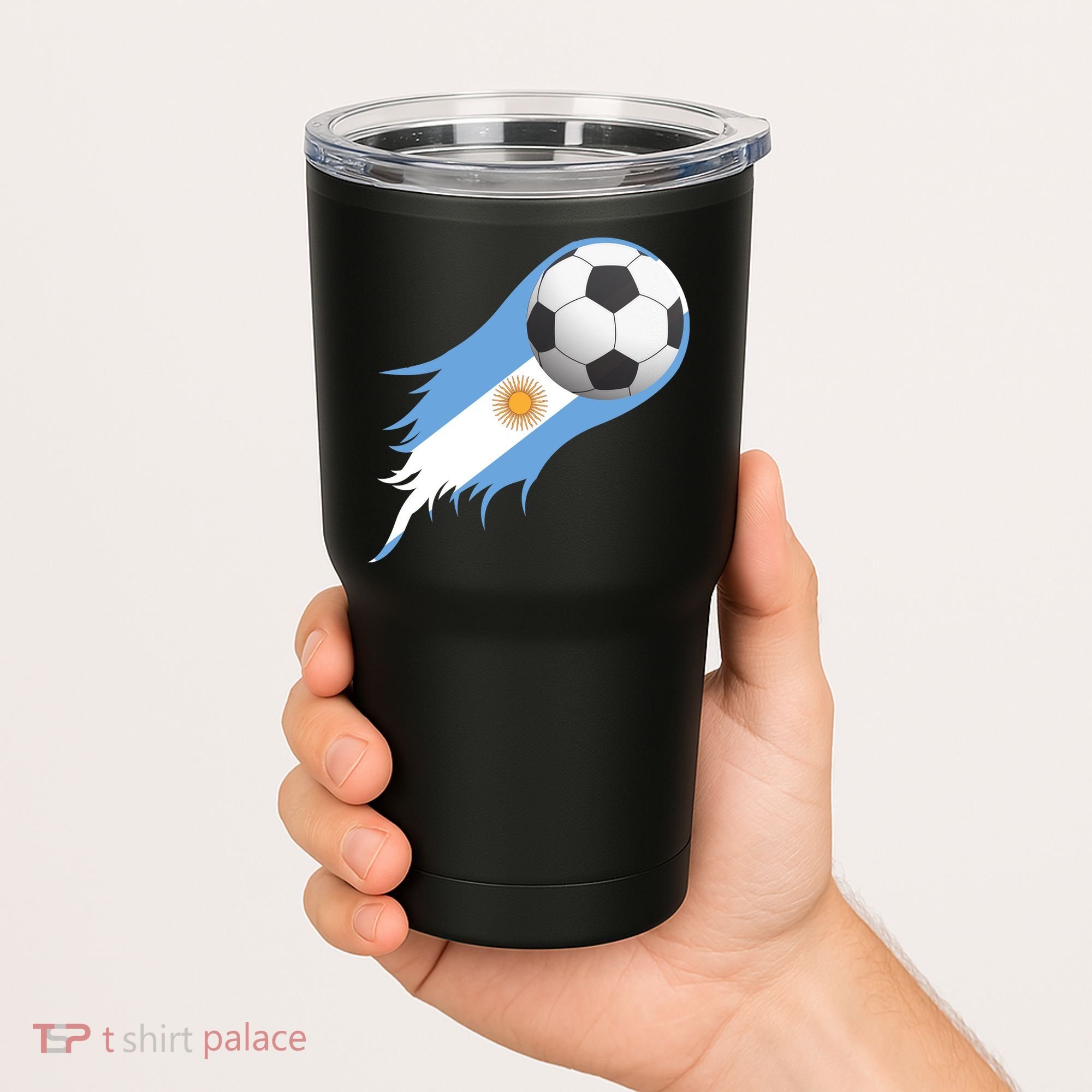 Argentina Team Flag Soccer Ball Tumbler