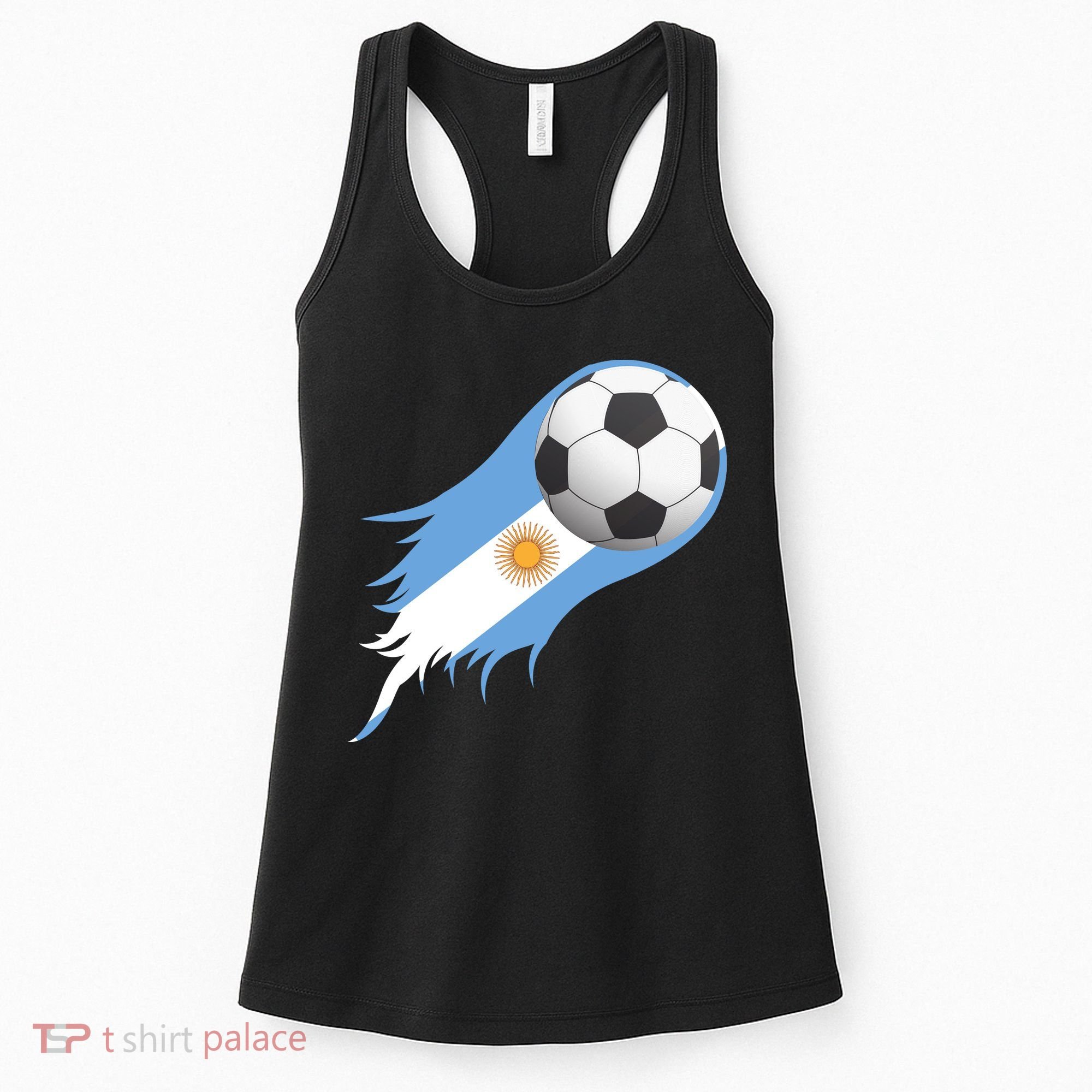Argentina Team Flag Soccer Ball Women's Tank Top