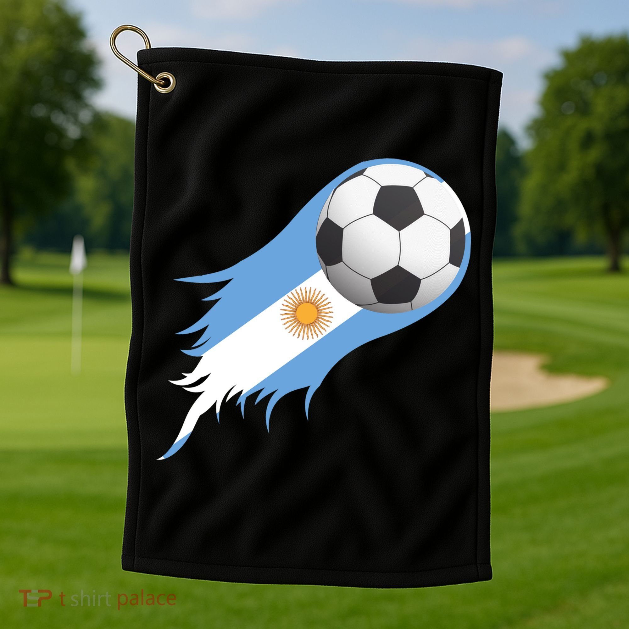 Argentina Team Flag Soccer Ball Golf Towel