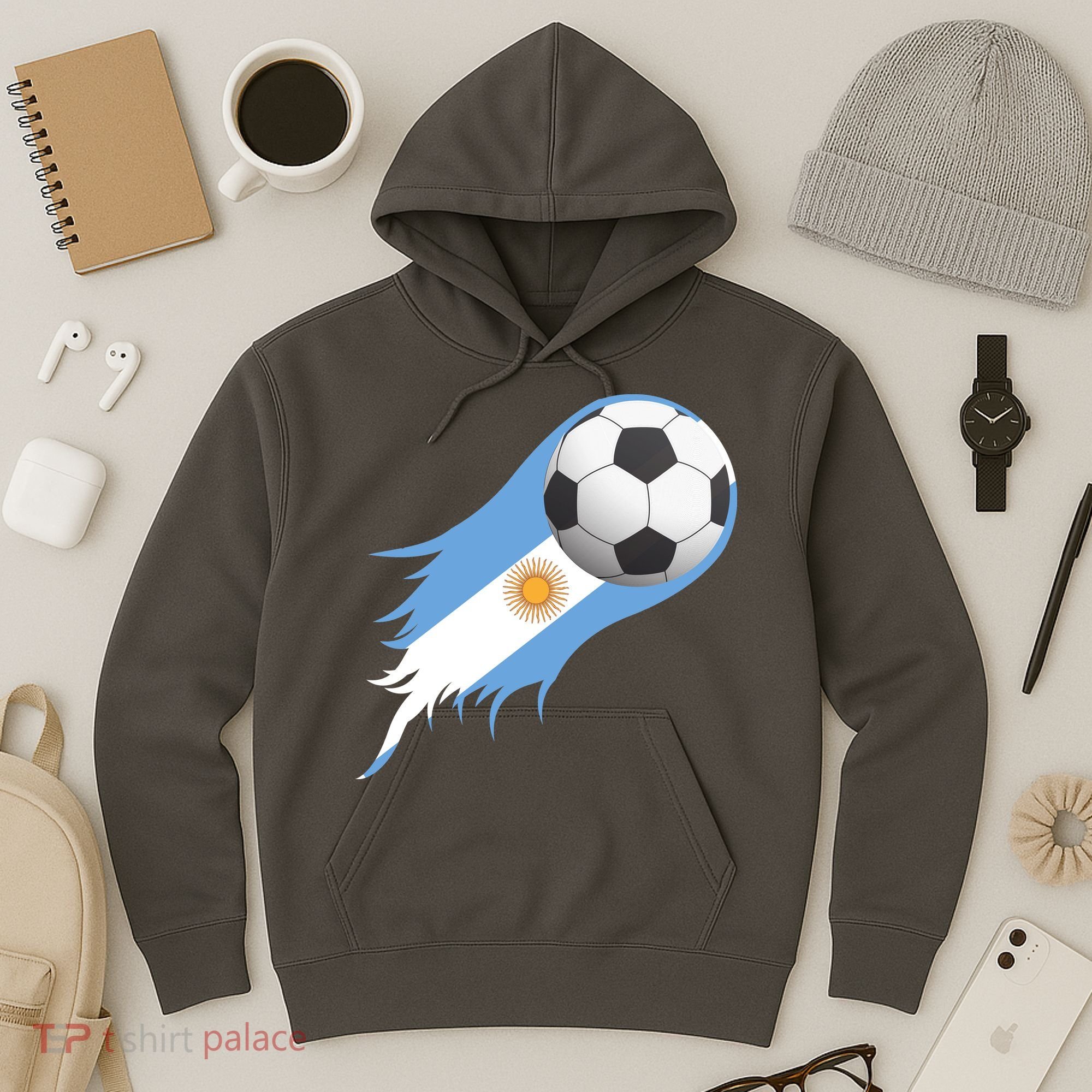 Argentina Team Flag Soccer Ball Hoodie