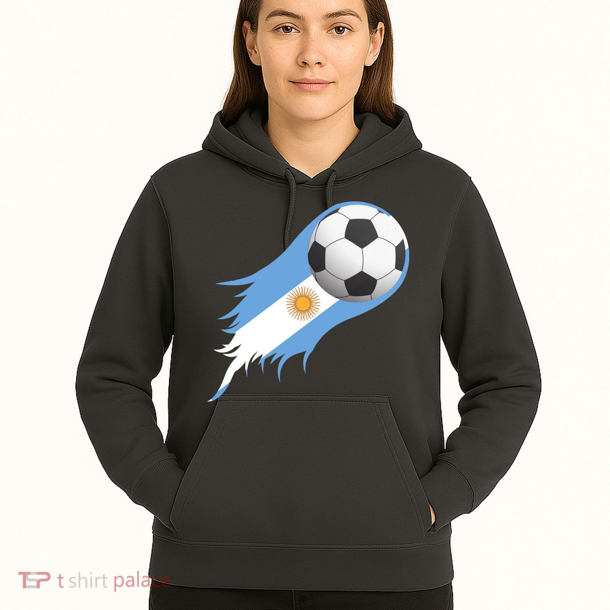 Argentina Team Flag Soccer Ball Hoodie